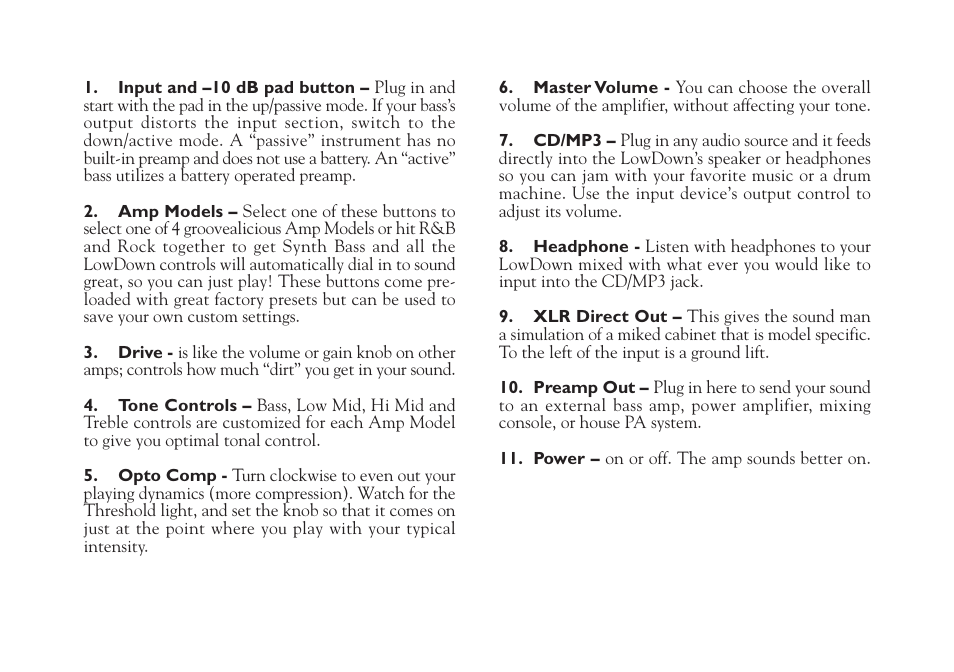 Line 6 Studio 110 User Manual | Page 7 / 14