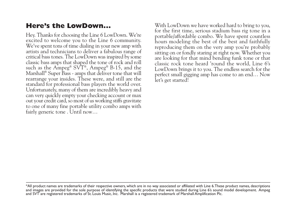 Here’s the lowdown | Line 6 Studio 110 User Manual | Page 8 / 14