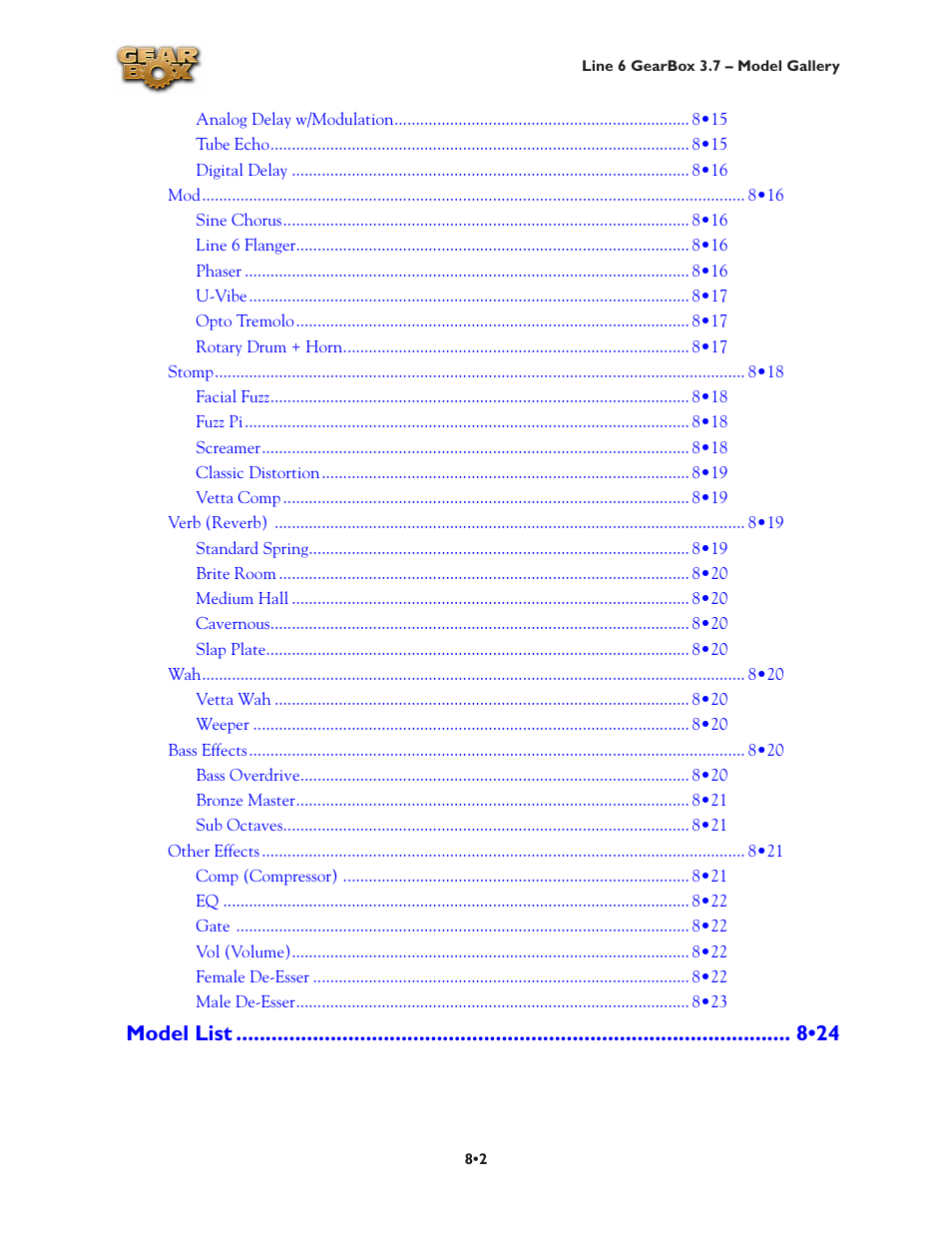 Model list •24 | Line 6 3.7 User Manual | Page 140 / 223