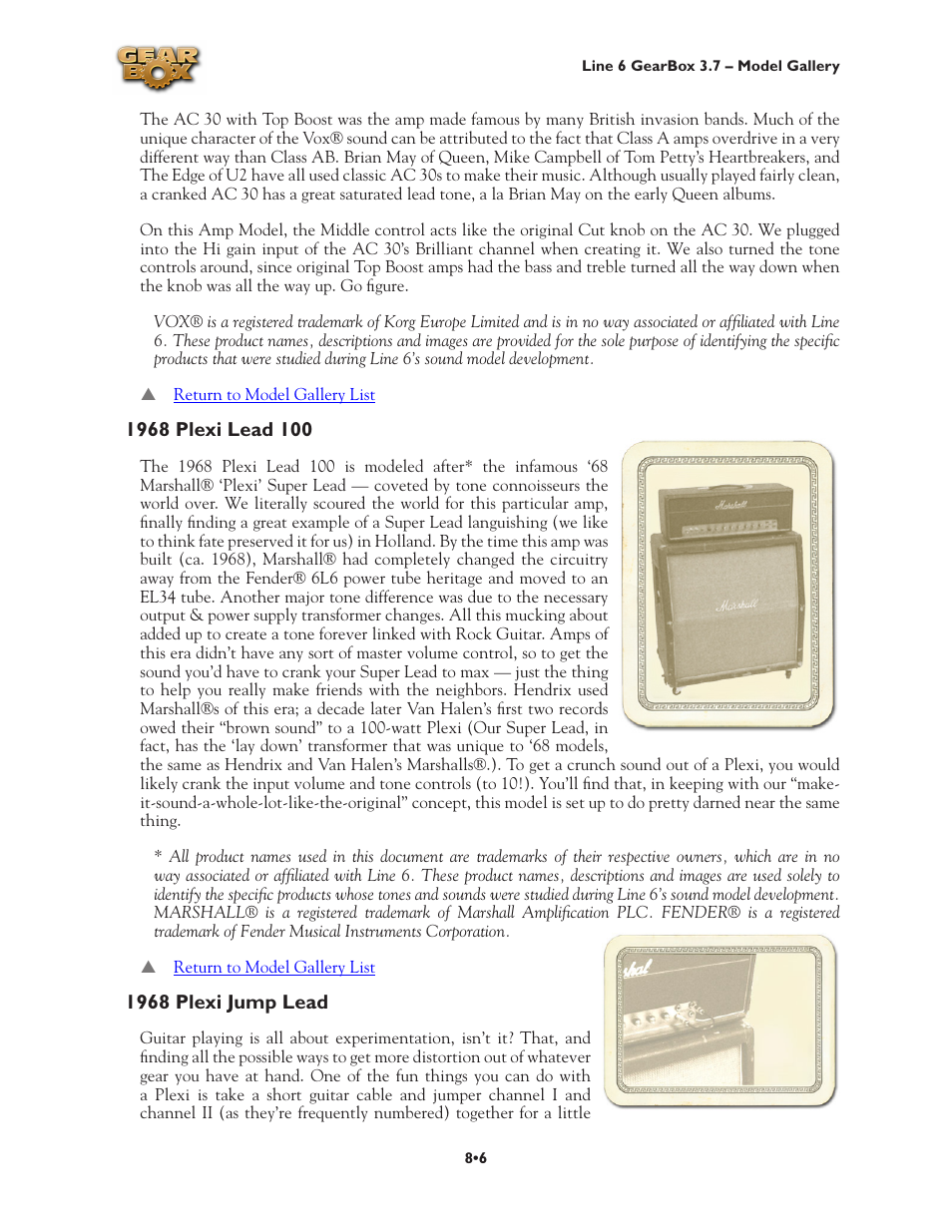 1968 plexi lead 100 •6 1968 plexi jump lead •6 | Line 6 3.7 User Manual | Page 144 / 223