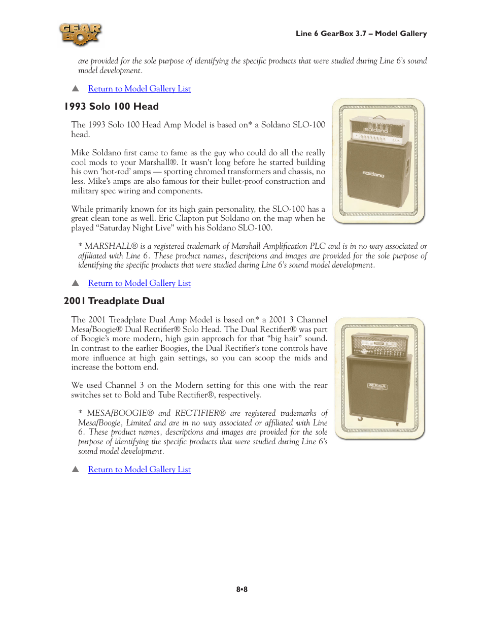 1993 solo 100 head •8 2001 treadplate dual •8 | Line 6 3.7 User Manual | Page 146 / 223
