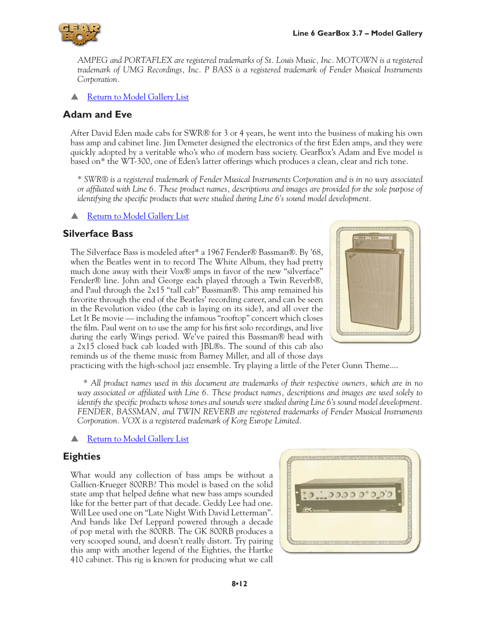 Adam and eve •12 silverface bass •12 eighties •12 | Line 6 3.7 User Manual | Page 150 / 223