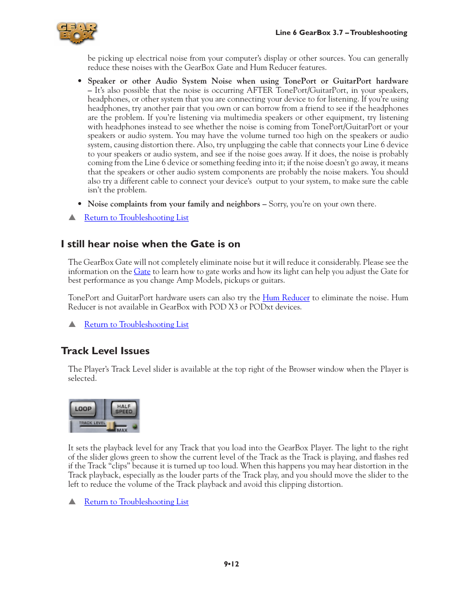 I still hear noise when the gate is on, Track level issues | Line 6 3.7 User Manual | Page 182 / 223