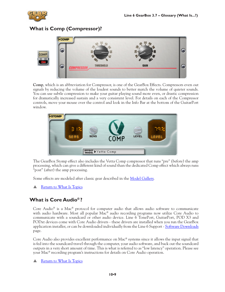 What is comp (compressor)? •9 what is core audio, Core audio, What is comp (compressor) | What is core audio | Line 6 3.7 User Manual | Page 193 / 223