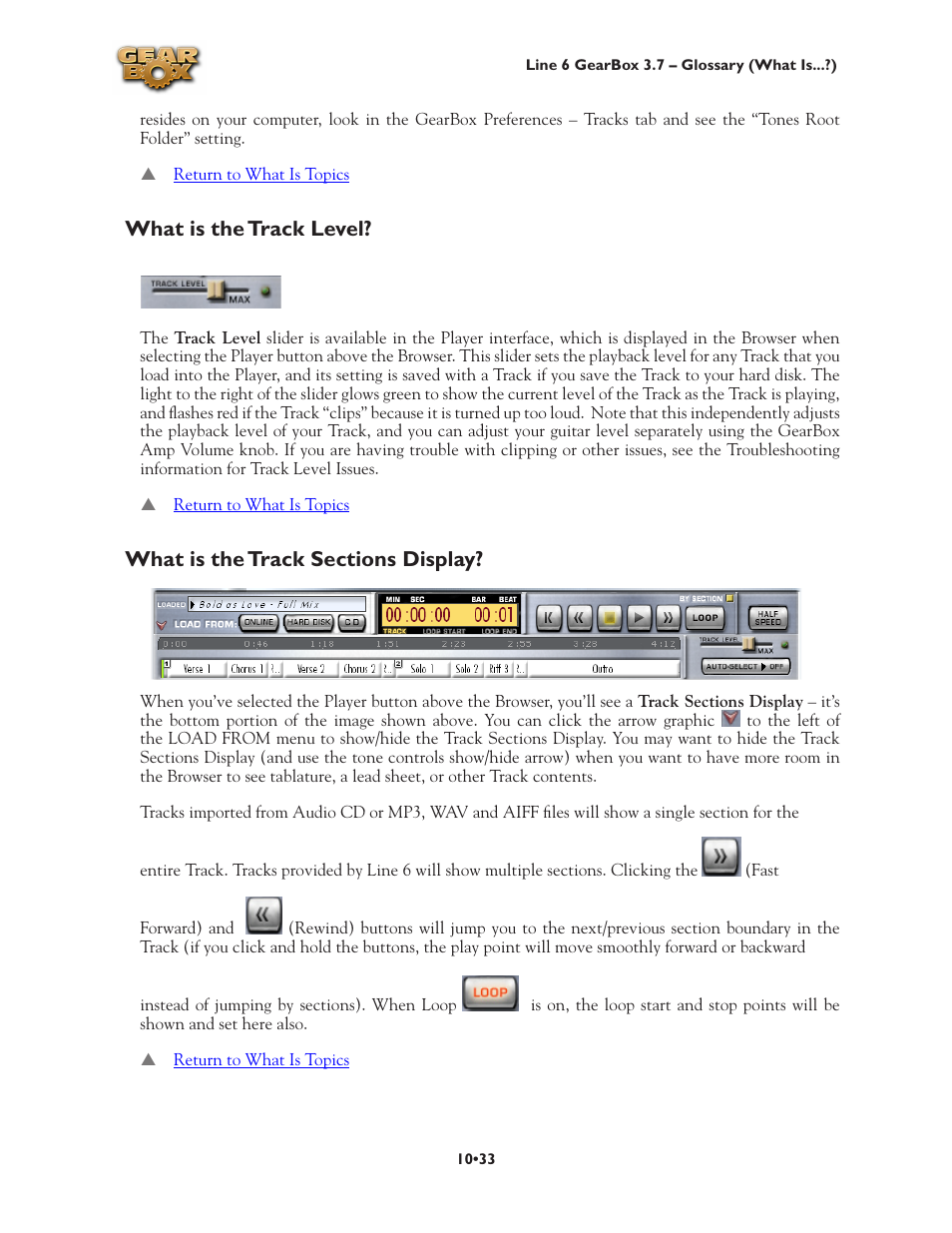 What is the track level | Line 6 3.7 User Manual | Page 217 / 223