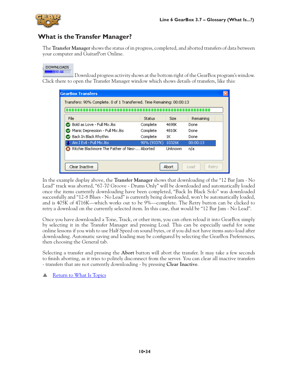 What is the transfer manager? •34, What is the transfer manager | Line 6 3.7 User Manual | Page 218 / 223