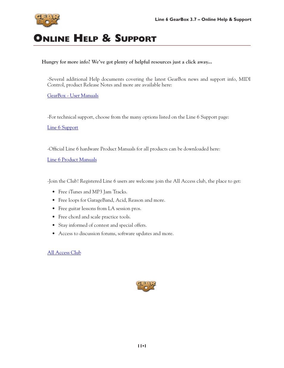 Online help & support, Online help & support •1, Nline | Upport | Line 6 3.7 User Manual | Page 223 / 223
