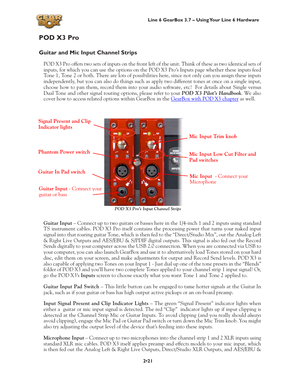 Pod x3 pro, Pod x3, Pod x3 pro •21 | Line 6 3.7 User Manual | Page 28 / 223