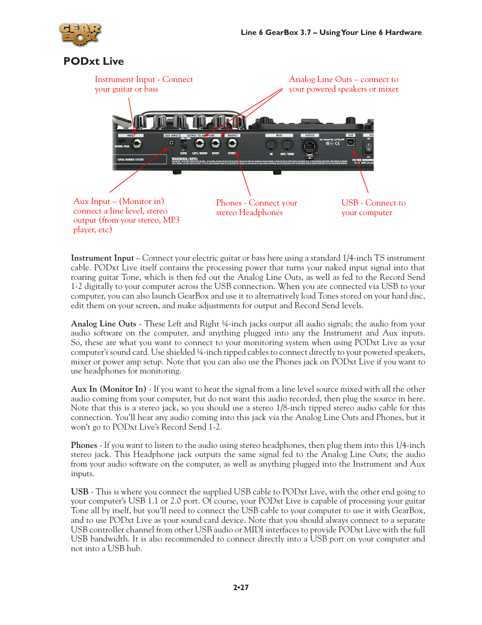 Podxt live, Podxt, Live | Podxt live •27 | Line 6 3.7 User Manual | Page 34 / 223