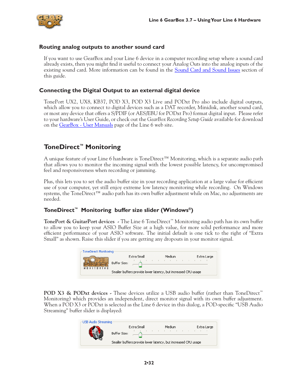 More info, go to the, Tonedirect™ monitoring, Tonedirect | Monitoring | Line 6 3.7 User Manual | Page 39 / 223