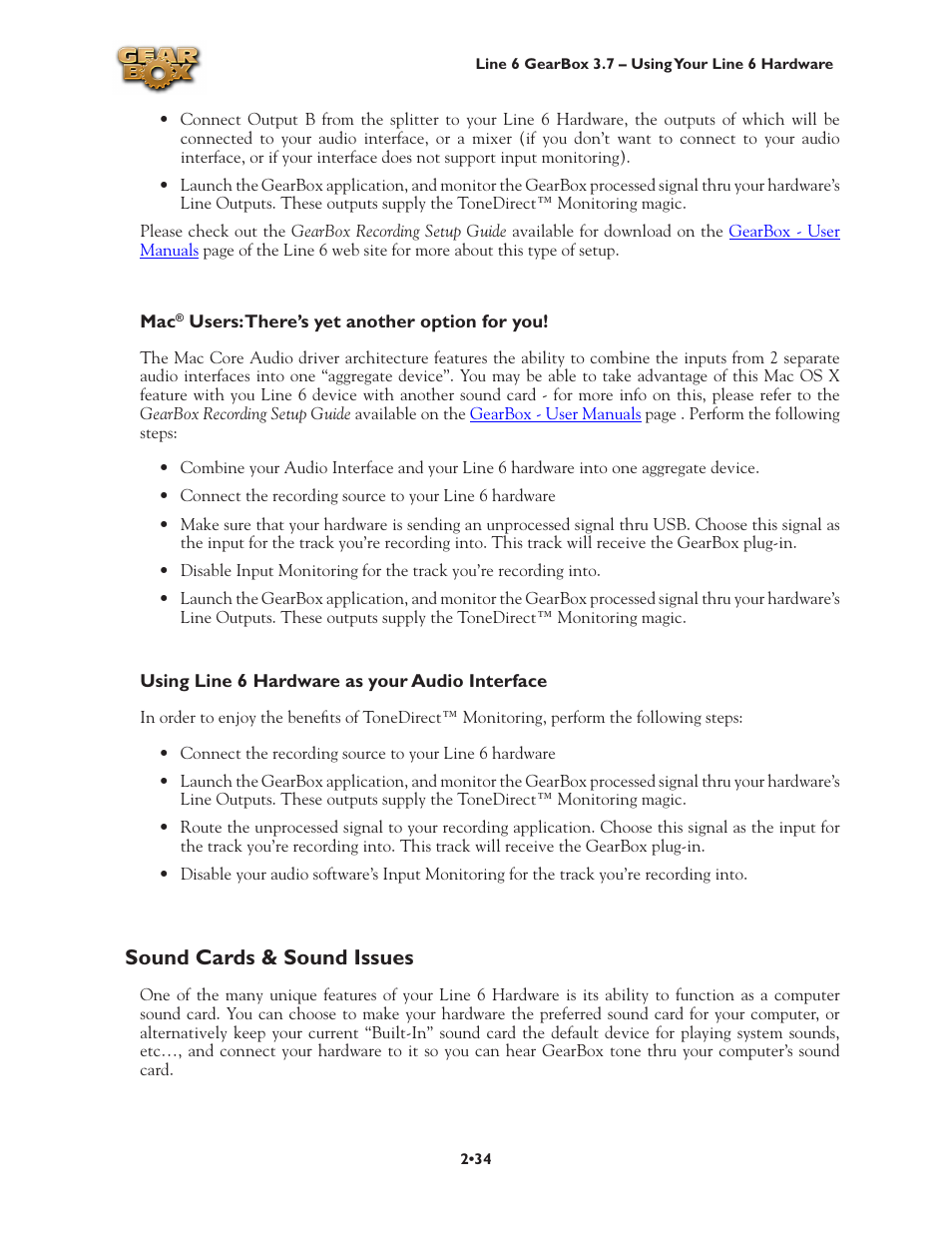 Sound cards & sound issues, Sound cards & sound issues •34 | Line 6 3.7 User Manual | Page 41 / 223
