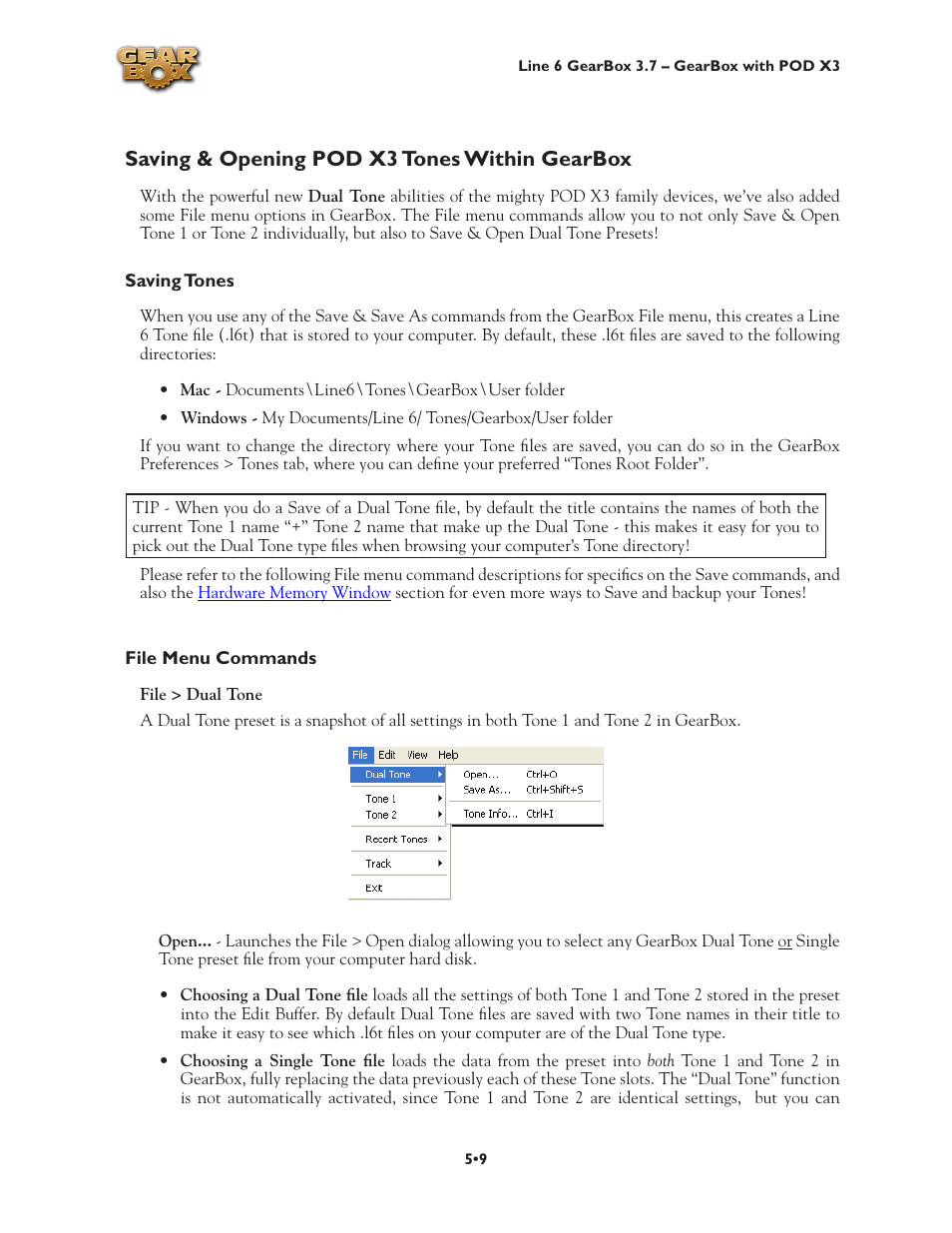 Saving & opening pod x3 tones within gearbox, Saving & opening pod x3 tones within gearbox •9 | Line 6 3.7 User Manual | Page 94 / 223