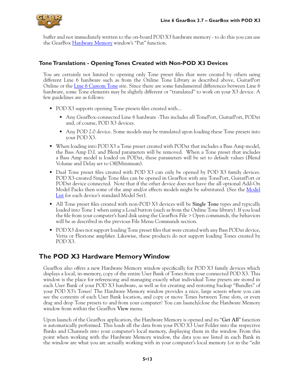 The pod x3 hardware memory window, The pod x3 hardware memory window •13 | Line 6 3.7 User Manual | Page 98 / 223