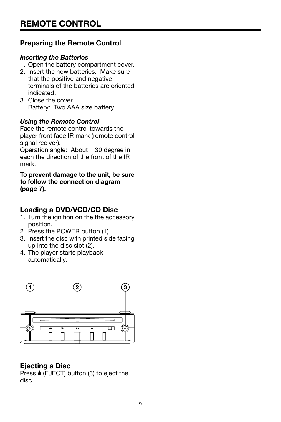 Remote control | Legacy Car Audio LDVD35 User Manual | Page 9 / 20