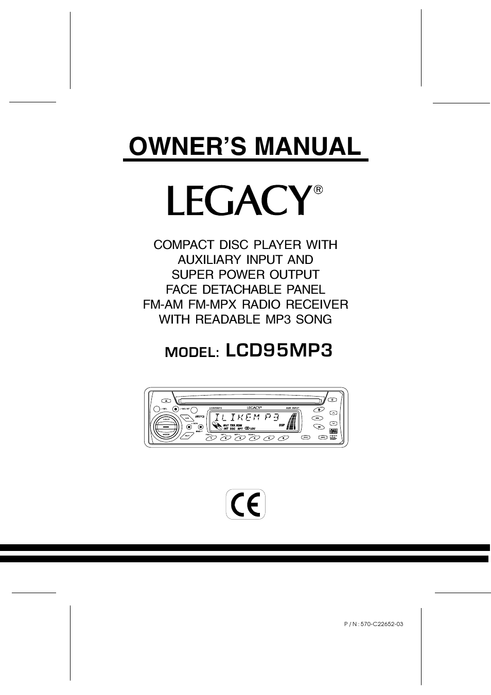 Legacy Car Audio LCD95MP3 User Manual | 4 pages