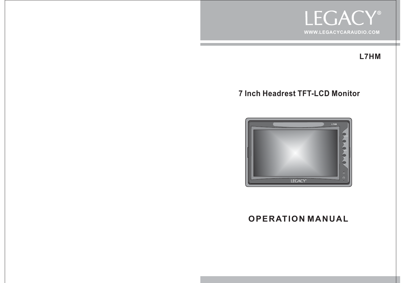 Legacy Car Audio L7HM User Manual | 6 pages