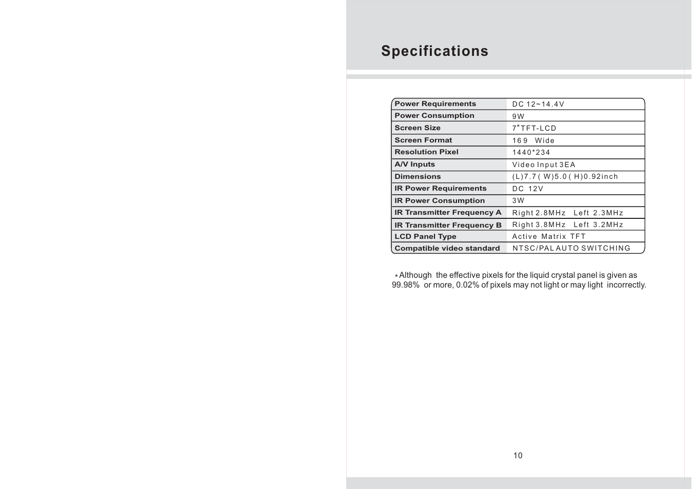 Specifications | Legacy Car Audio L7HM User Manual | Page 2 / 6