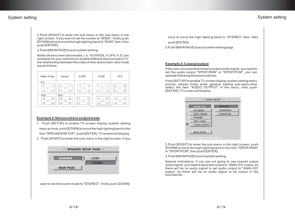 System setting | Legacy Car Audio LDVD52 User Manual | Page 11 / 16