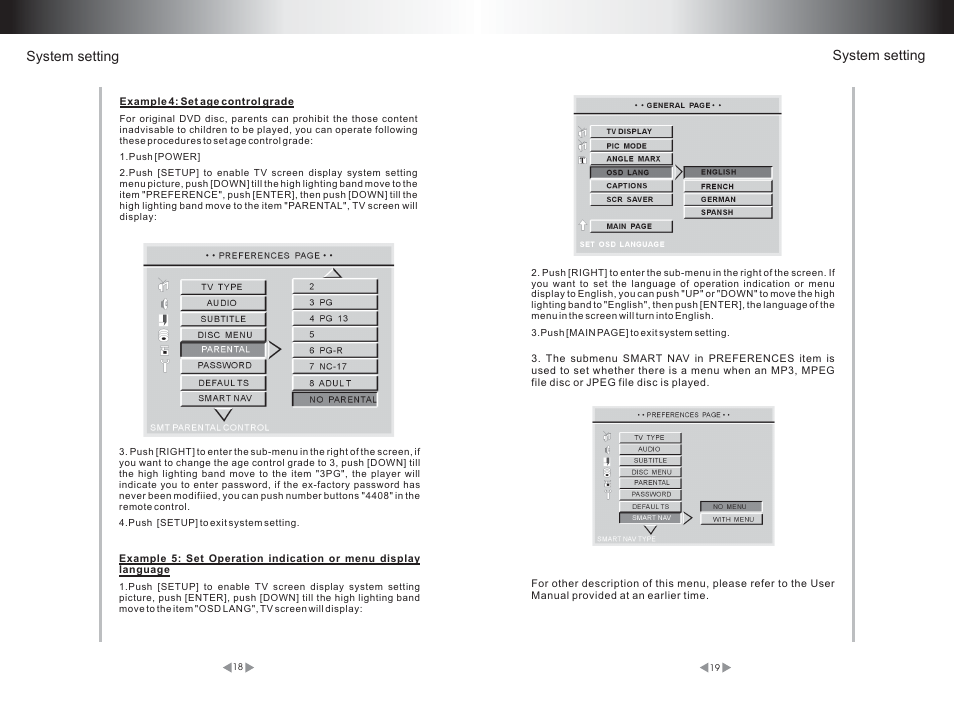 System setting | Legacy Car Audio LDVD52 User Manual | Page 12 / 16
