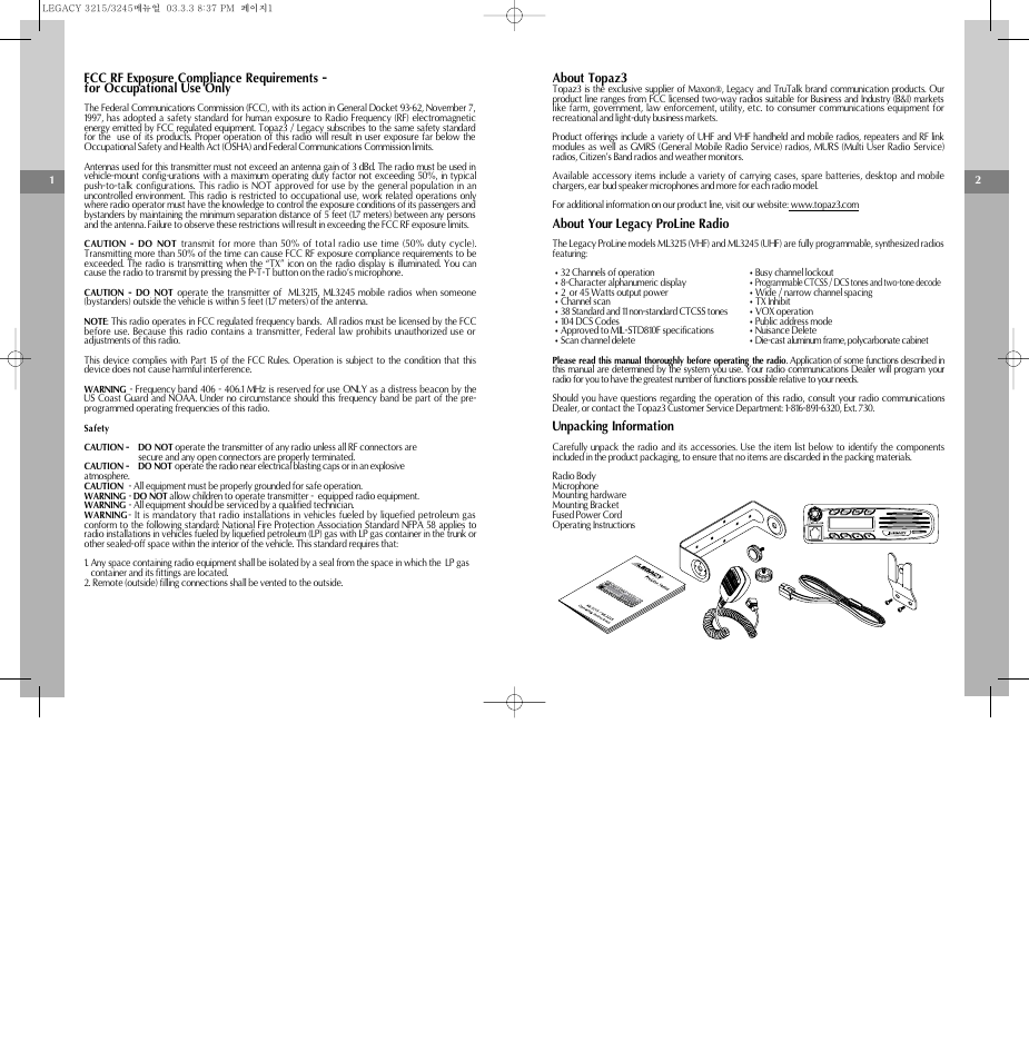 English | Legacy Car Audio PRO LINE ML3215 User Manual | Page 3 / 20