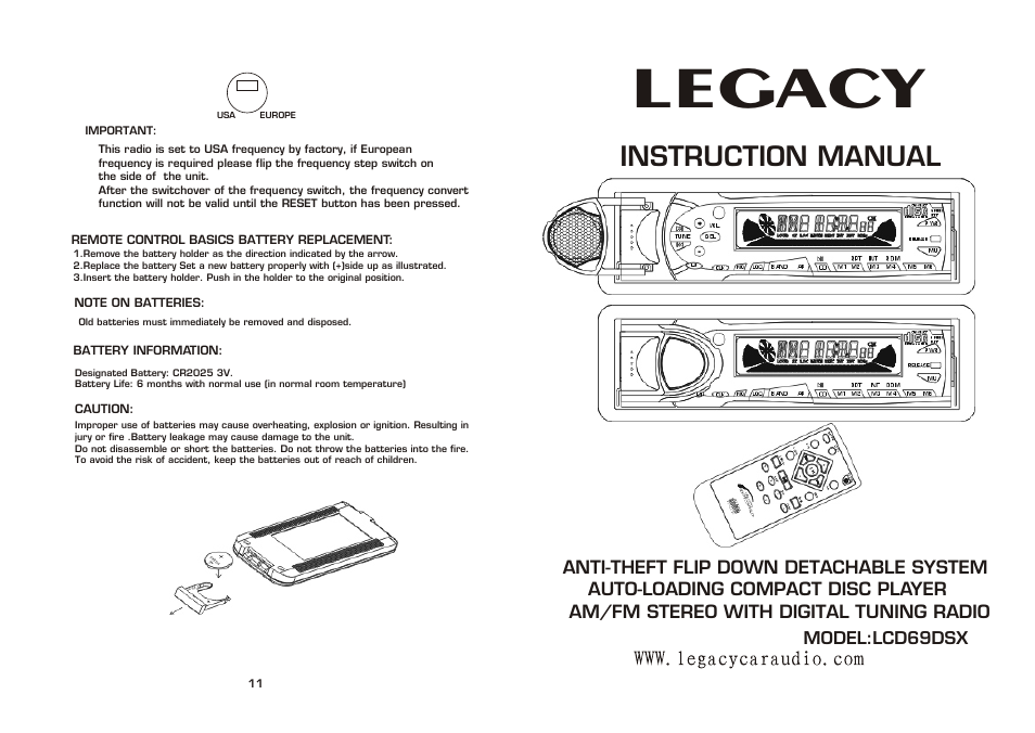 Legacy Car Audio LCD69DSX User Manual | 6 pages