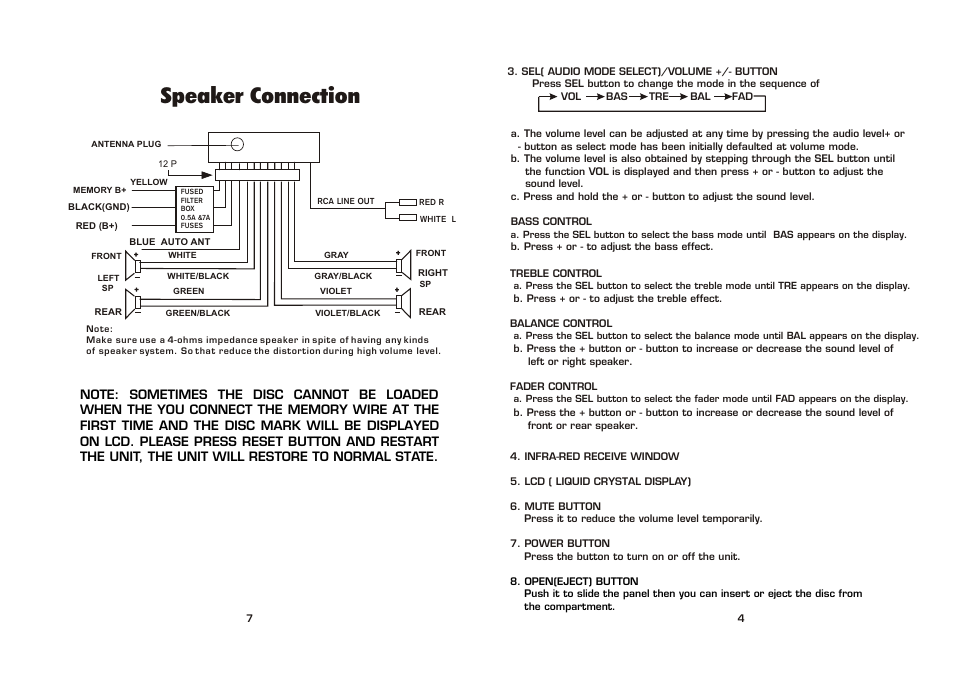 Speaker connection | Legacy Car Audio LCD69DSX User Manual | Page 5 / 6