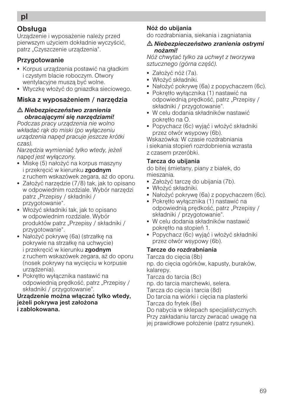 Obs³uga | Bosch MCM 2006 User Manual | Page 71 / 95