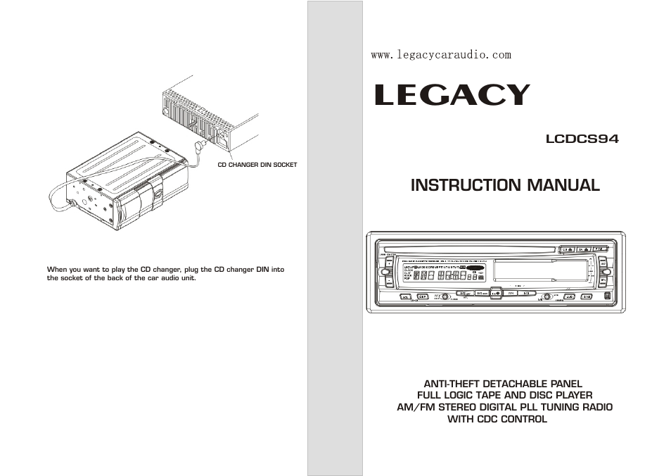 Legacy Car Audio LCDCS94 User Manual | 6 pages