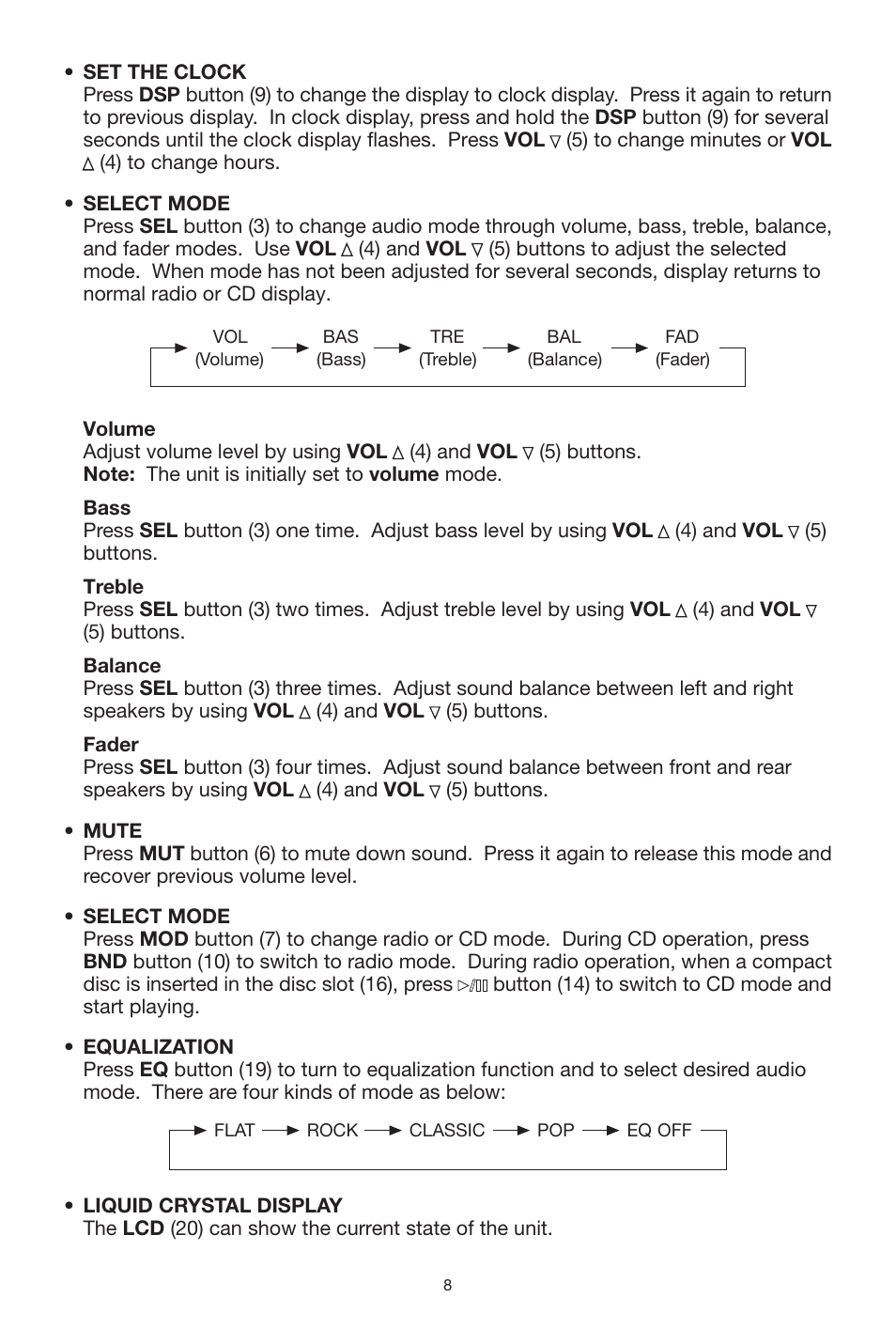 Legacy Car Audio Car CD Player User Manual | Page 8 / 13