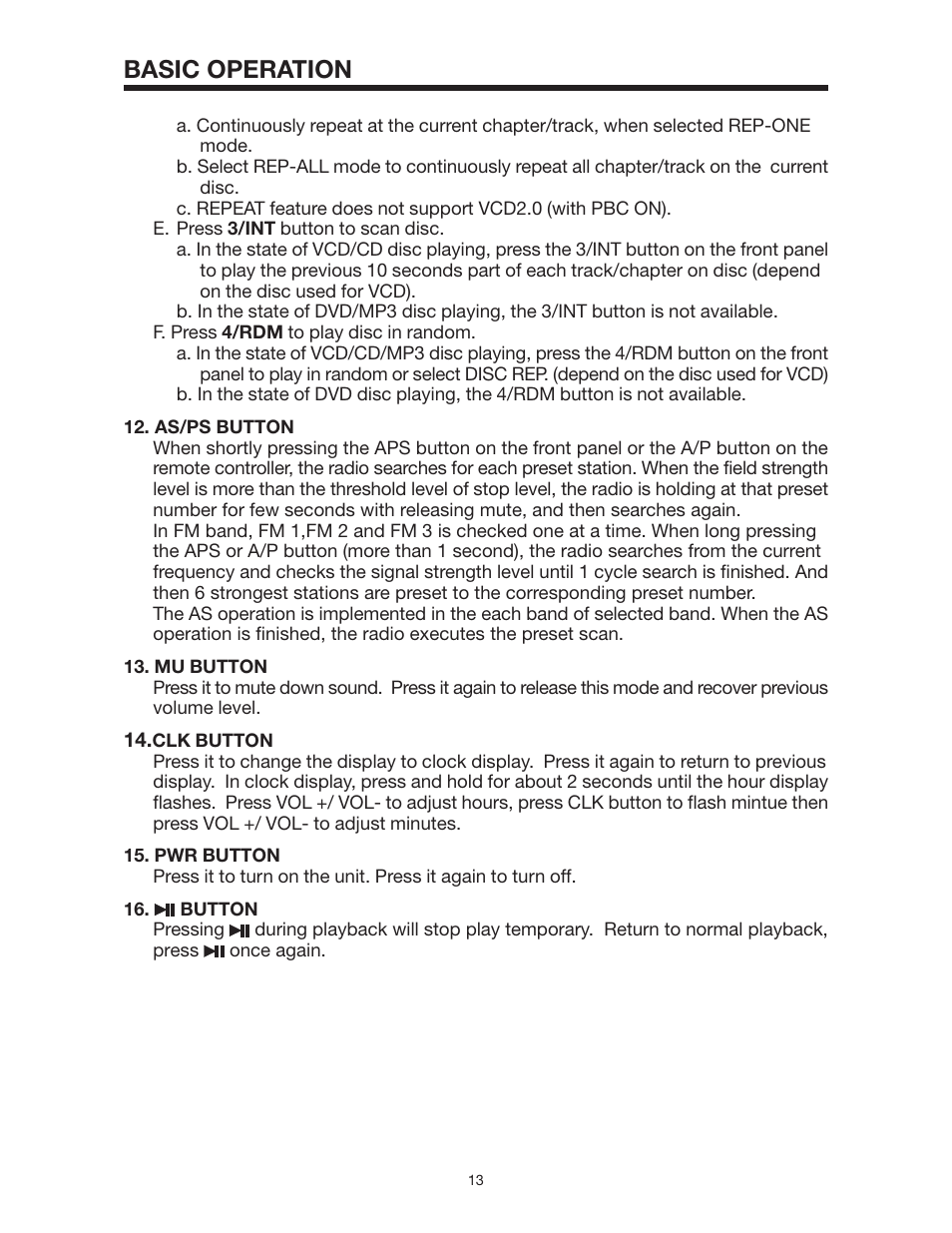 Basic operation | Legacy Car Audio LDCS 91 User Manual | Page 14 / 28