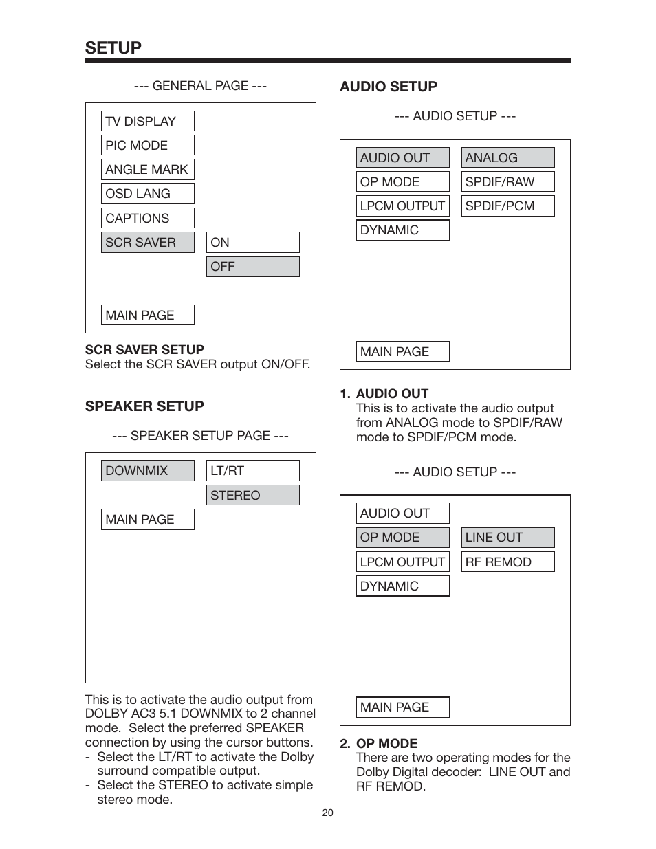 Setup | Legacy Car Audio LDCS 91 User Manual | Page 21 / 28