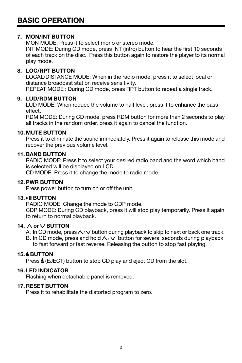 Basic operation | Legacy Car Audio LCD16DX User Manual | Page 3 / 8