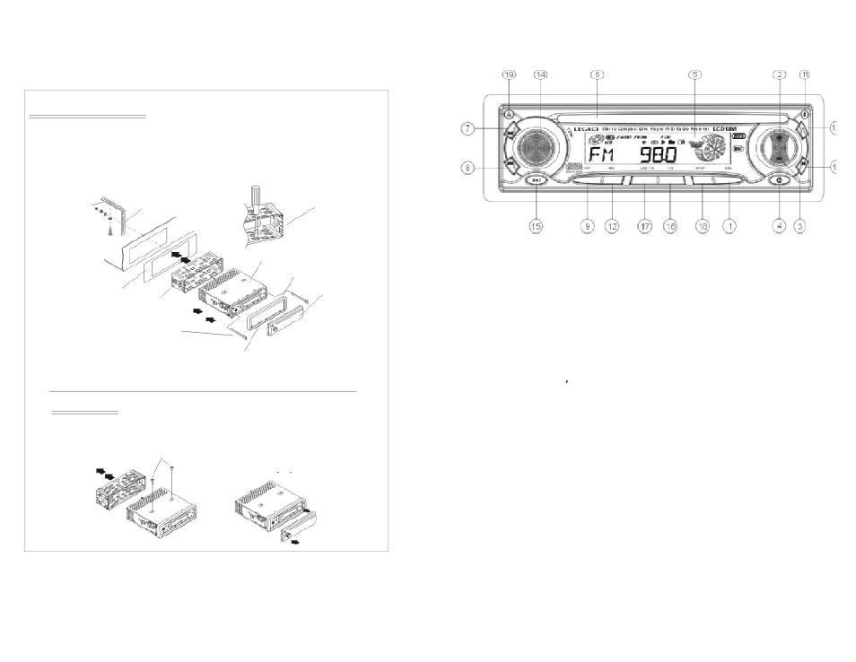 Location and function of controls | Legacy Car Audio LCD18M User Manual | Page 3 / 6