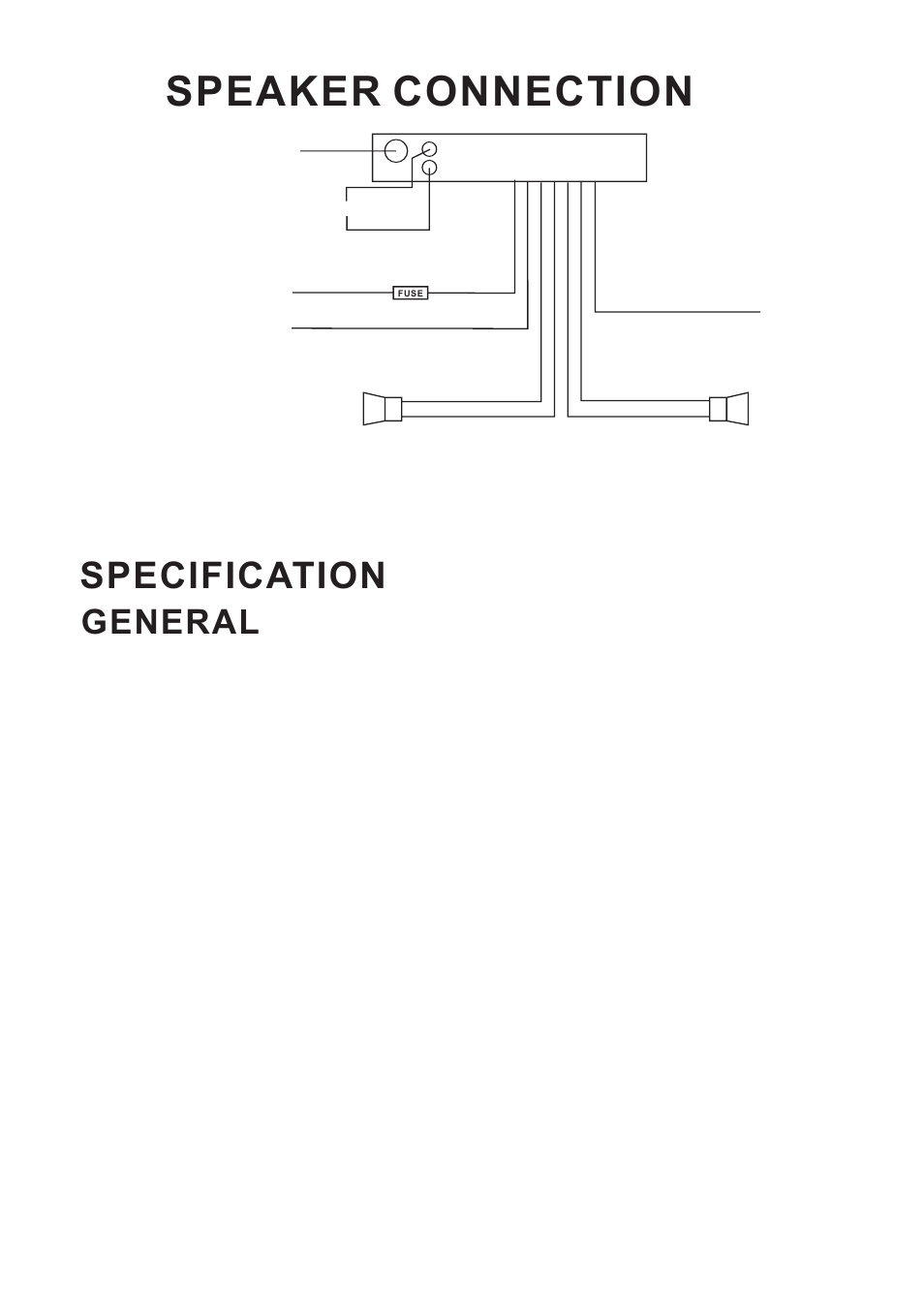 Speaker connection, Specification, General | Legacy Car Audio LCD32FD User Manual | Page 7 / 8