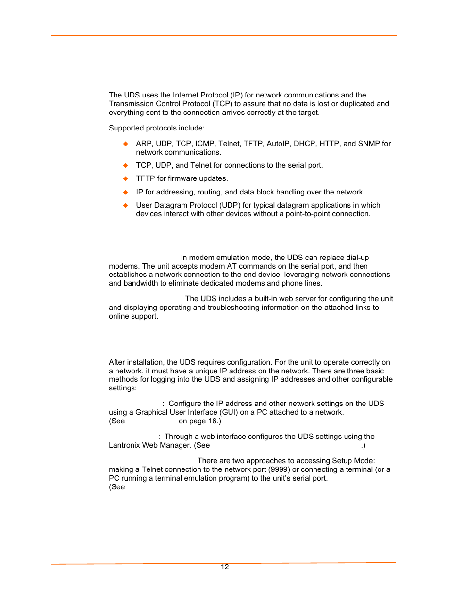 Protocol support, Additional features, Configuration methods | Lantronix UDS100 User Manual | Page 12 / 78