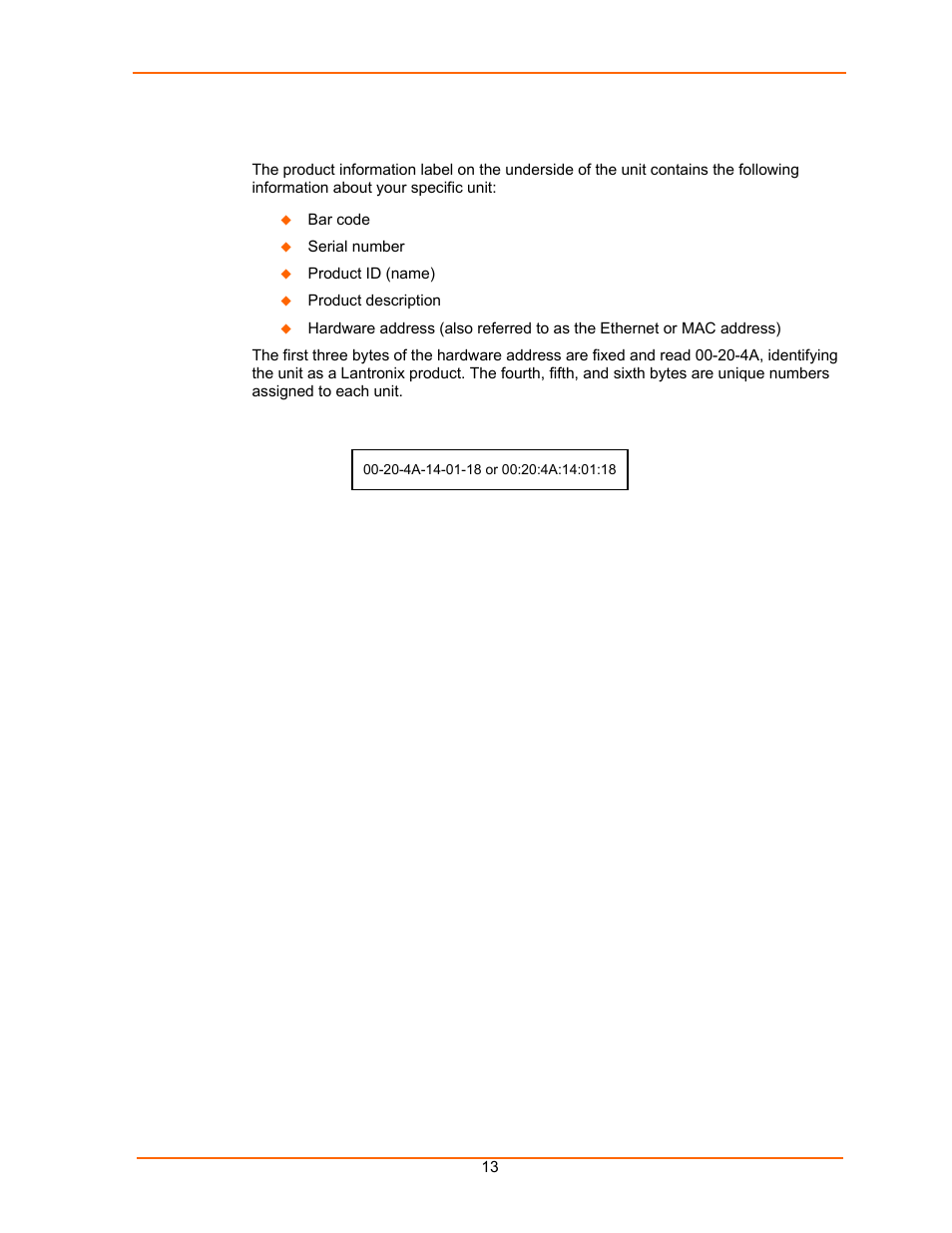 Product information label, Figure 2-2. sample ethernet address | Lantronix UDS100 User Manual | Page 13 / 78