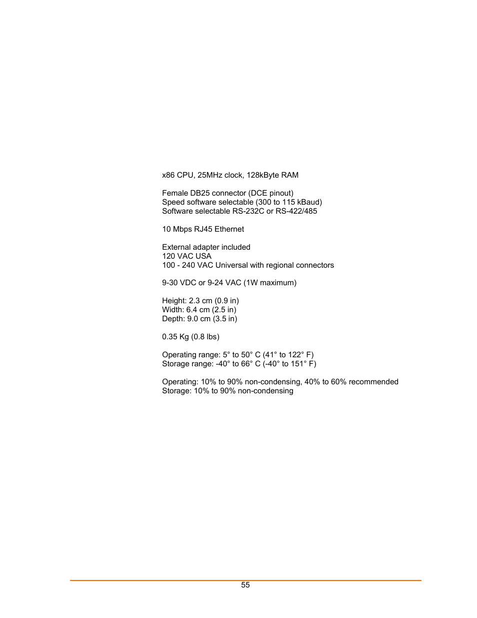 Technical specifications, Uds10 technical specifications | Lantronix UDS100 User Manual | Page 55 / 78