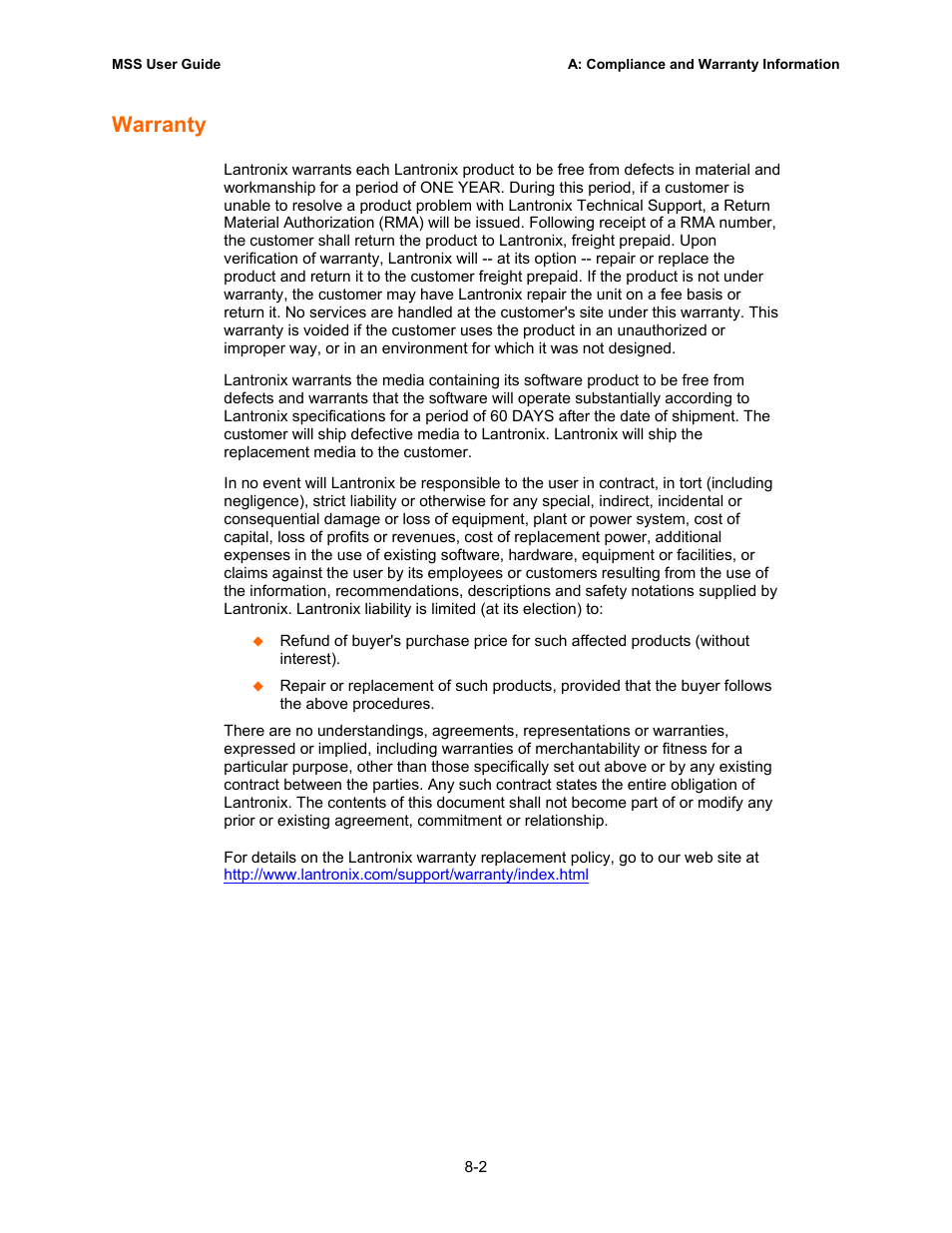 Warranty | Lantronix Hub User Manual | Page 81 / 81