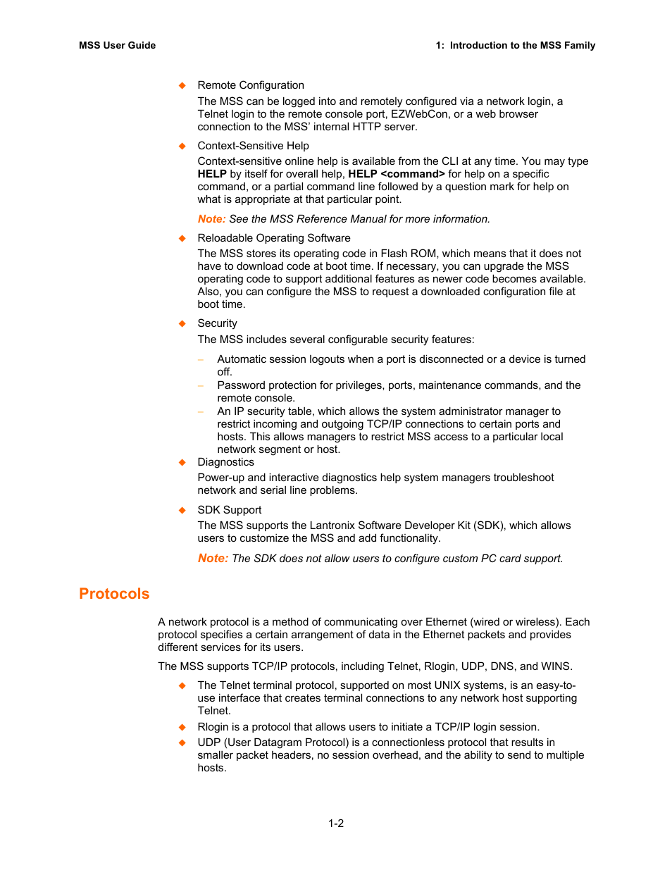 Protocols | Lantronix Hub User Manual | Page 9 / 81