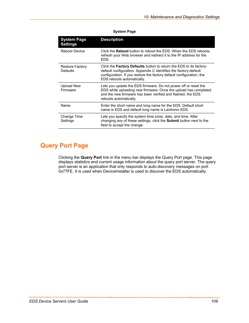 Query port page | Lantronix Data Center-Grade Evolution Device Server EDS32PR User Manual | Page 109 / 158