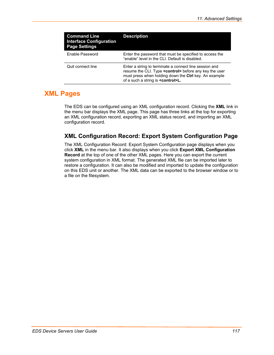 Xml pages | Lantronix Data Center-Grade Evolution Device Server EDS32PR User Manual | Page 117 / 158