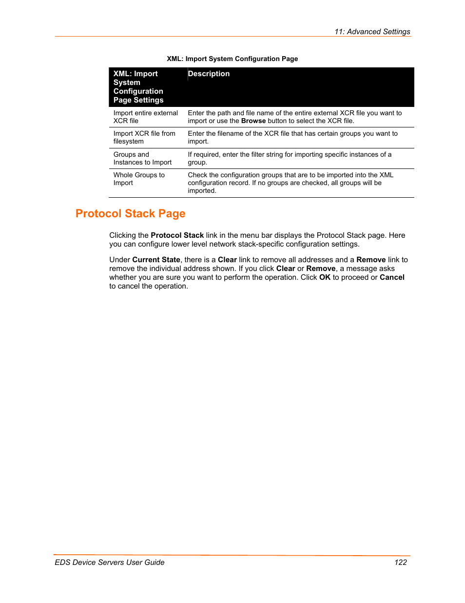 Protocol stack page | Lantronix Data Center-Grade Evolution Device Server EDS32PR User Manual | Page 122 / 158