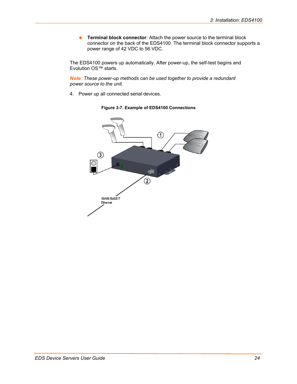 Figure 3-7. example of eds4100 connections | Lantronix Data Center-Grade Evolution Device Server EDS32PR User Manual | Page 24 / 158