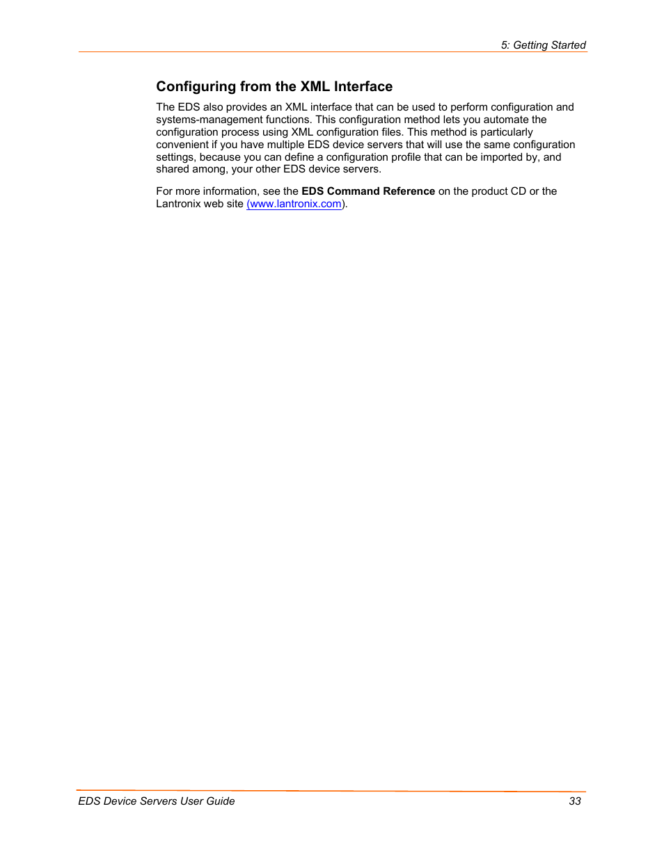 Configuring from the xml interface | Lantronix Data Center-Grade Evolution Device Server EDS32PR User Manual | Page 33 / 158
