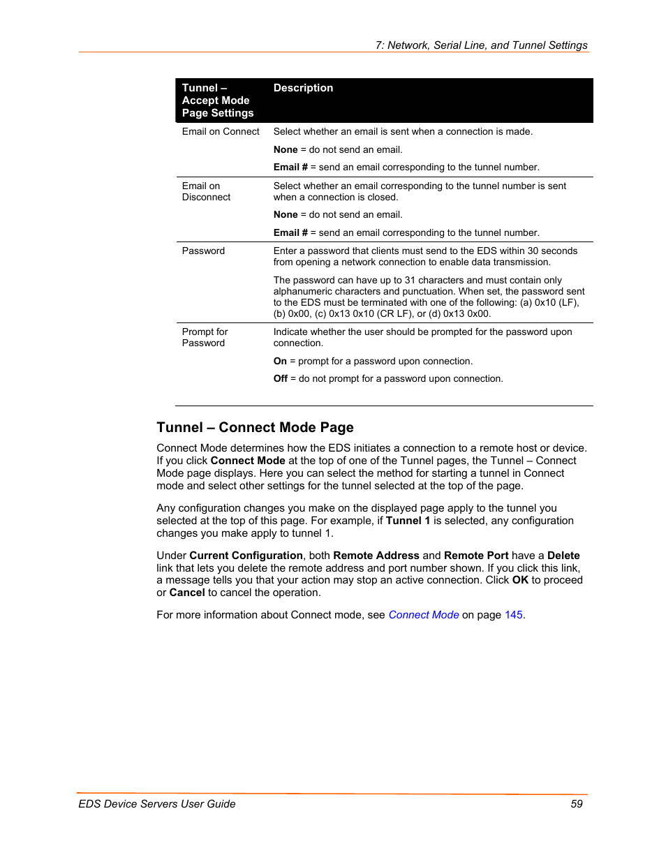 Tunnel – connect mode, Tunnel – connect mode page | Lantronix Data Center-Grade Evolution Device Server EDS32PR User Manual | Page 59 / 158