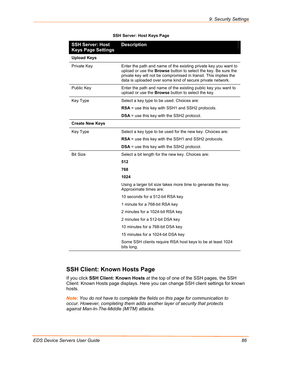 Ssh client: known hosts page | Lantronix Data Center-Grade Evolution Device Server EDS32PR User Manual | Page 86 / 158