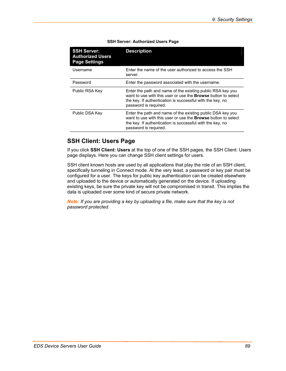 Ssh client: users page | Lantronix Data Center-Grade Evolution Device Server EDS32PR User Manual | Page 89 / 158