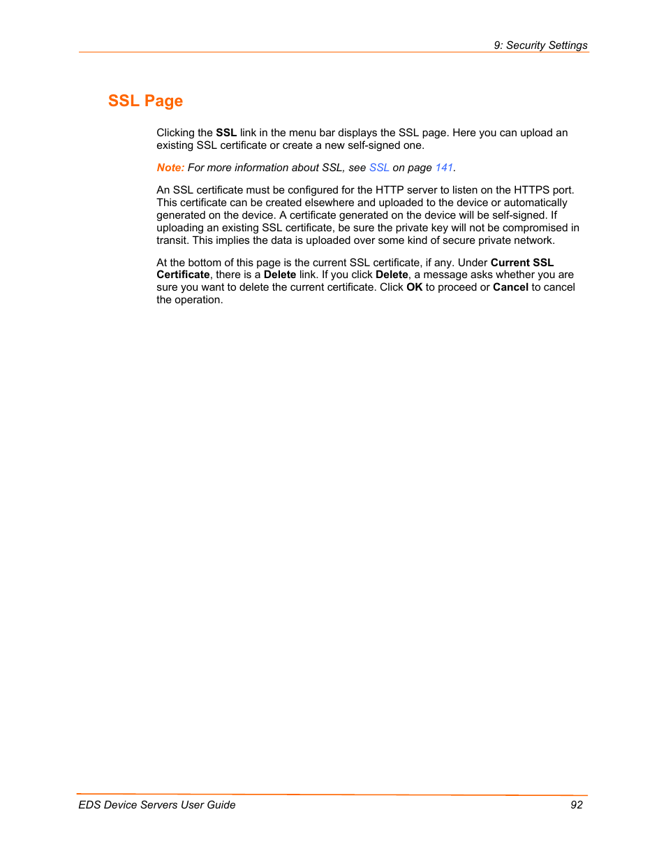 On p, Ssl page | Lantronix Data Center-Grade Evolution Device Server EDS32PR User Manual | Page 92 / 158