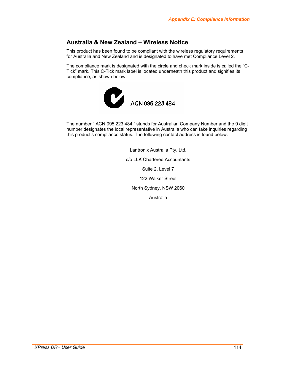 Australia & new zealand – wireless notice | Lantronix XPress DR+ User Manual | Page 114 / 116