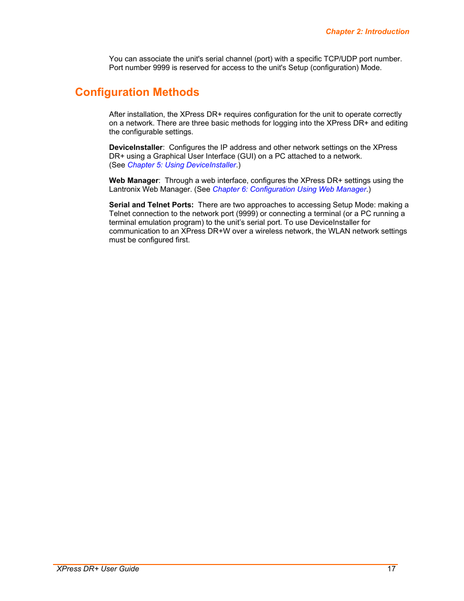Configuration methods | Lantronix XPress DR+ User Manual | Page 17 / 116
